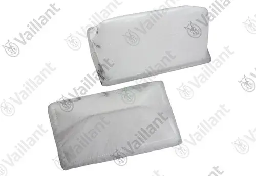 Zwei rechteckige Filter von Vaillant, ein größerer und ein kleinerer, in weißer Verpackung, nebeneinander auf hellem Hintergrund.